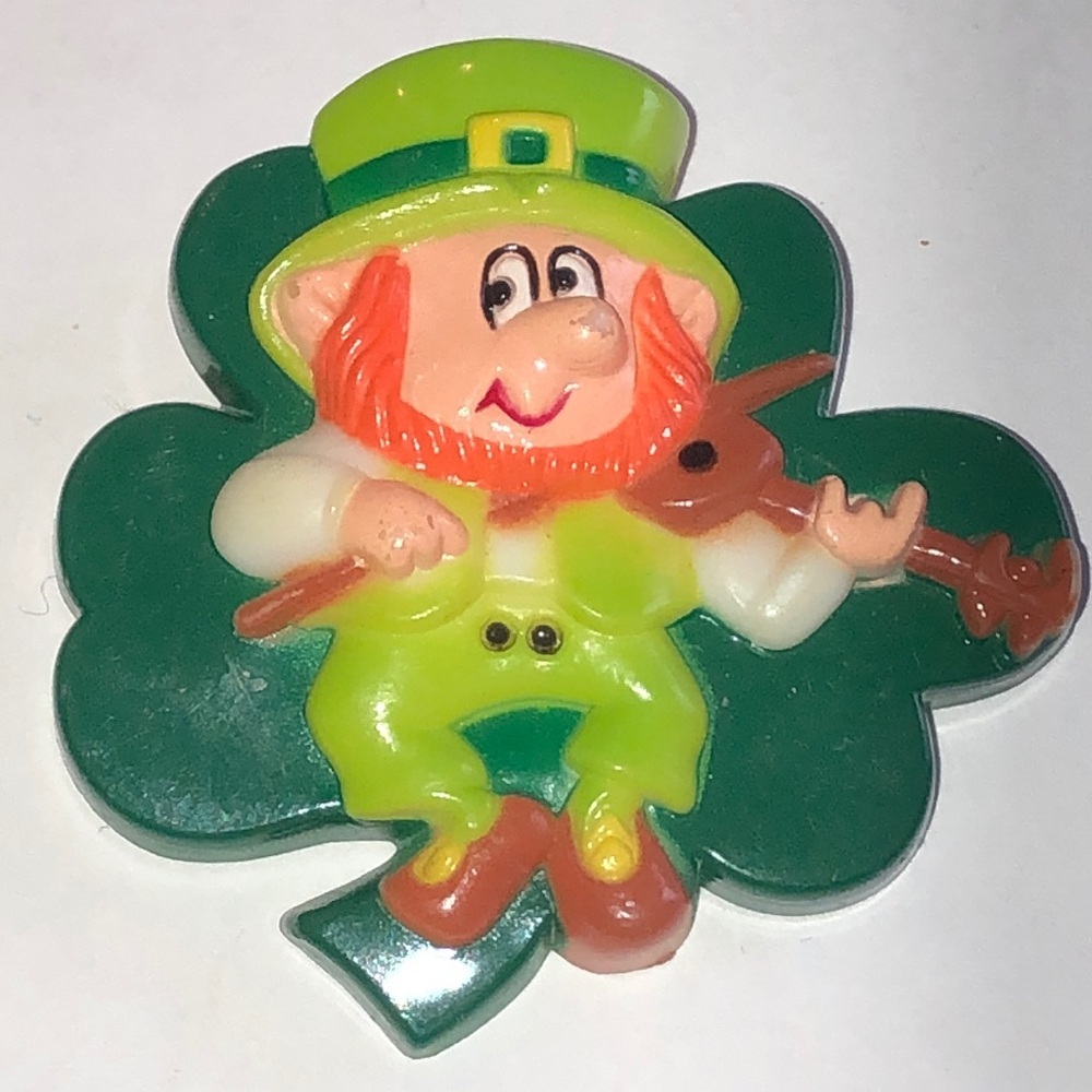 Russ Brand Vintage Leprechaun Shamrock Brooch